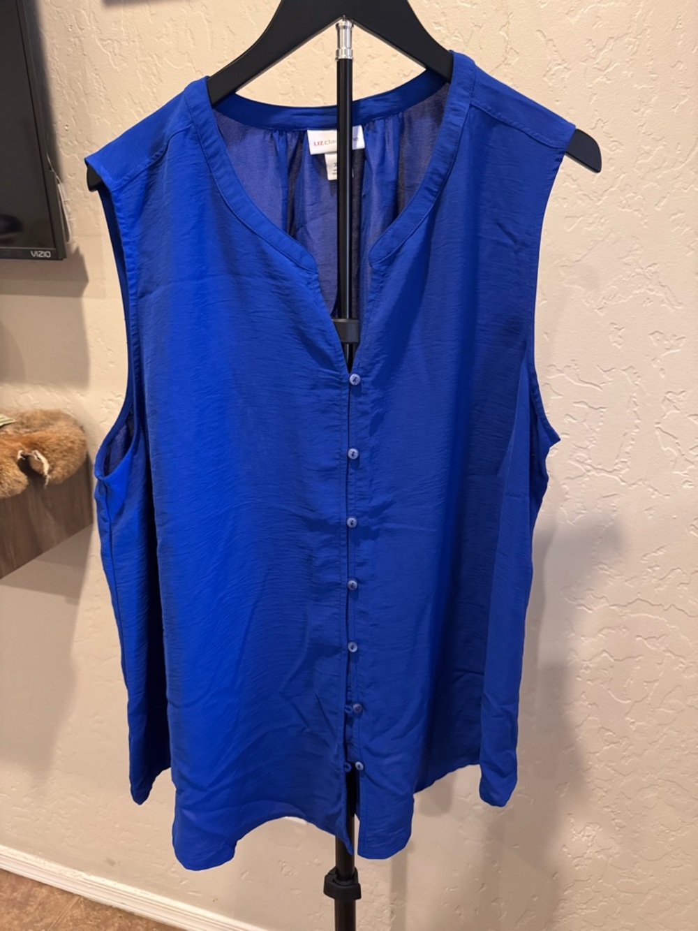Liz Claiborne Cobalt Blue Sleeveless Button-Down Top